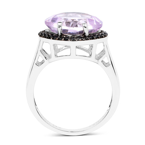 5.50 Carat Pink Amethyst & Black Spinel Sterling Silver Ring