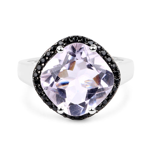 5.50 Carat Pink Amethyst & Black Spinel Sterling Silver Ring