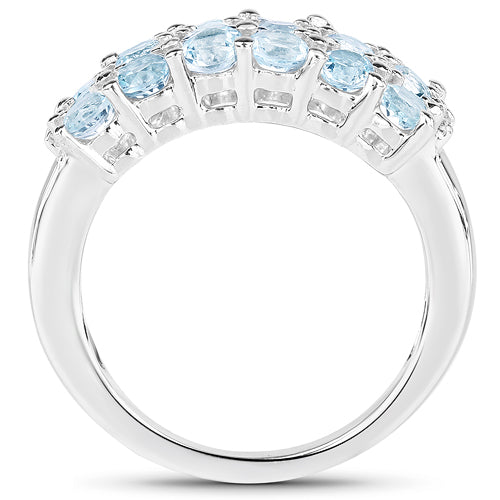 Anillo de Plata Esterlina con Topacio Azul y Topacio Blanco de 2.29 Quilates