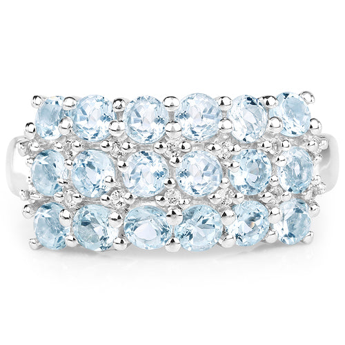 Anillo de Plata Esterlina con Topacio Azul y Topacio Blanco de 2.29 Quilates