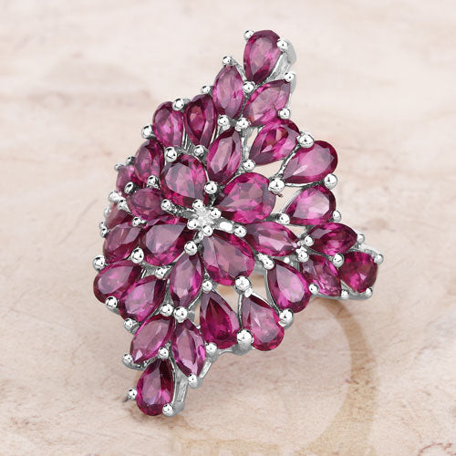 Anillo de Compromiso de Plata Esterlina con Rodolita de 7.52 Quilates