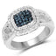 0.28 Carat Genuine Blue and White Diamond Sterling Silver Ring