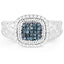 0.28 Carat Genuine Blue and White Diamond Sterling Silver Ring