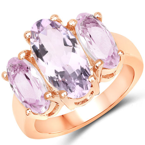 Anillo de Compromiso de 5.44 Quilates en Amatista Rosa y Plata Esterlina