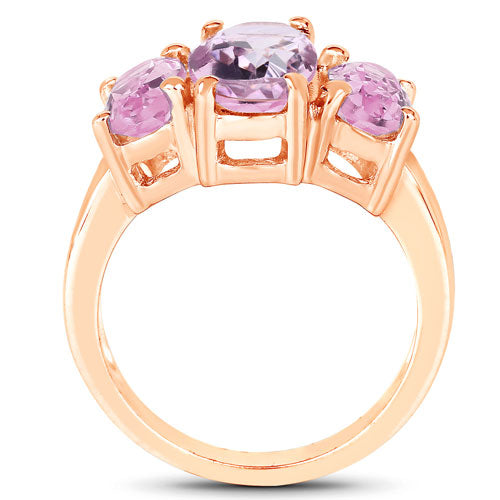 Anillo de Compromiso de 5.44 Quilates en Amatista Rosa y Plata Esterlina