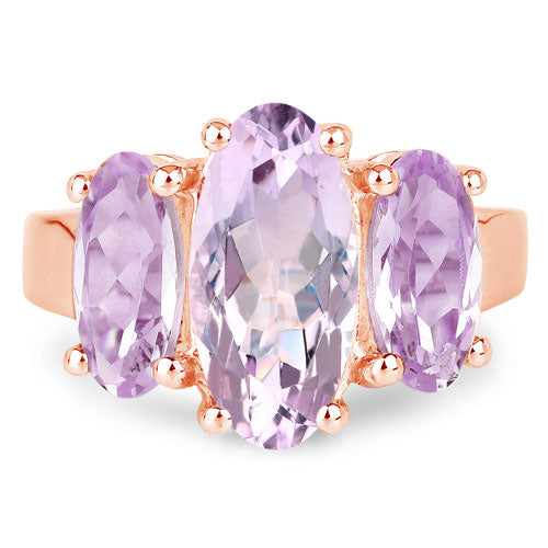 Anillo de Compromiso de 5.44 Quilates en Amatista Rosa y Plata Esterlina