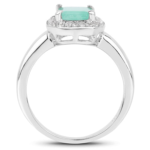 Anillo de plata esterlina con esmeralda de 1.73 quilates y topacio blanco