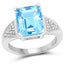 Bague en argent sterling avec topaze bleue suisse et topaze blanche de 5,75 carats
