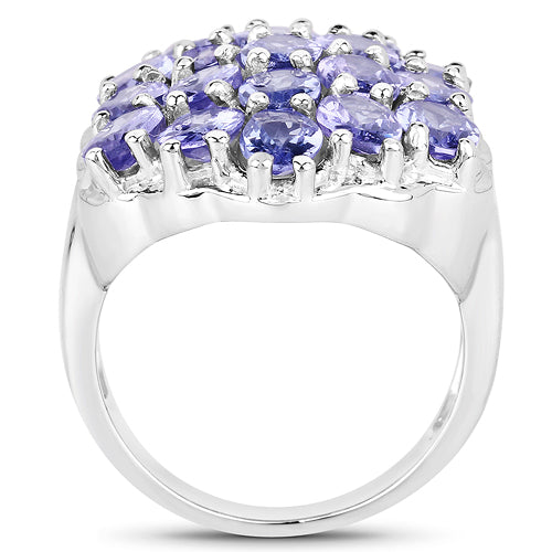 Anillo de Compromiso de Plata de Ley con Tanzanita Natural de 6.27 Quilates