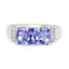 1.63 Carat Genuine Tanzanite & White Diamond Ring in Sterling Silver