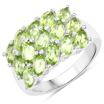 Bague de fiançailles en argent sterling .925 avec péridot véritable de 3,45 carats