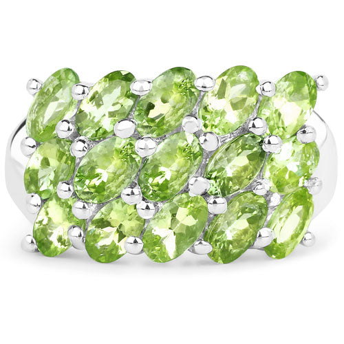 Anillo de Compromiso de Peridoto Genuino de 3.45 Quilates en Plata Esterlina .925