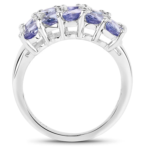 Anillo de Compromiso de Plata Esterlina con Tanzanita Genuina de 3.75 Quilates