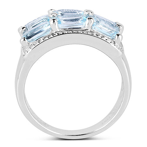 3.60 Carat Blue Topaz Cluster Ring in Sterling Silver