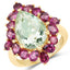 Anillo de Cóctel de Amatista Verde y Rodolita Bañado en Oro Amarillo de 14K
