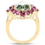 Anillo de Cóctel de Amatista Verde y Rodolita Bañado en Oro Amarillo de 14K