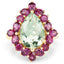 Anillo de Cóctel de Amatista Verde y Rodolita Bañado en Oro Amarillo de 14K