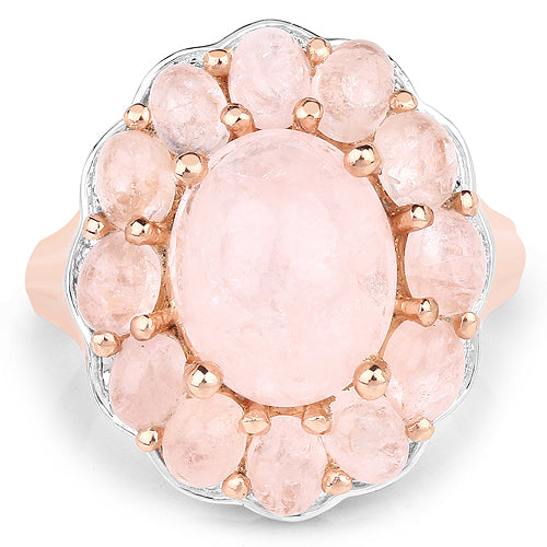 Bague cocktail en morganite plaquée or rose 14K en argent sterling