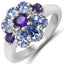 Anillo de Plata Esterlina con Tanzanita y Amatista de 1.25 Quilates