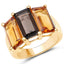 Anillo de Cuarzo Ahumado y Citrino de 8.14 Quilates Baño de Oro Amarillo de 14K
