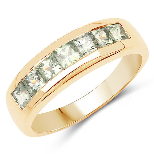 14K Yellow Gold Plated Green Sapphire Engagement Ring