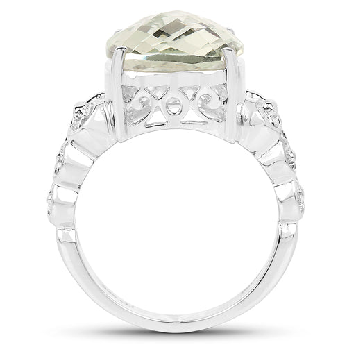 6.74 Carat Genuine Green Amethyst Sterling Silver Ring