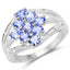 Bague en argent sterling avec tanzanite et topaze blanche de 1,59 carat