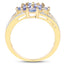 14K Yellow Gold Plated Tanzanite & White Topaz Cluster Ring