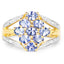 14K Yellow Gold Plated Tanzanite & White Topaz Cluster Ring