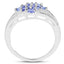 Bague en argent sterling avec tanzanite et topaze blanche de 1,59 carat