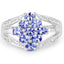 Bague en argent sterling avec tanzanite et topaze blanche de 1,59 carat