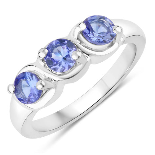 Bague de fiançailles en argent sterling avec tanzanite véritable de 1,05 carat