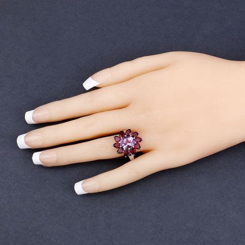 Bague en argent sterling avec améthyste et rhodolite de 5,65 carats