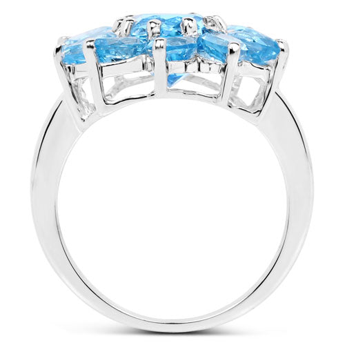 Anillo de Compromiso de Topacio Azul Suizo de 6.35 Quilates en Plata Esterlina