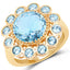 14K Yellow Gold Plated Blue Topaz Cocktail Ring