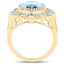 14K Yellow Gold Plated Blue Topaz Cocktail Ring