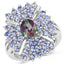 Bague en argent sterling avec topaze mystique de 2,86 carats et tanzanite