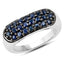 Bague en cluster de saphir bleu de 0,99 carat en argent sterling
