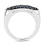 Bague en cluster de saphir bleu de 0,99 carat en argent sterling