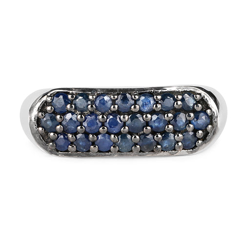 Bague en cluster de saphir bleu de 0,99 carat en argent sterling