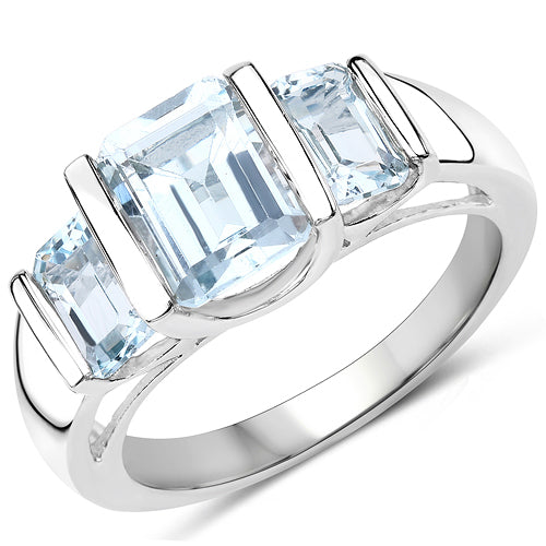 Anillo de Plata Esterlina con Topacio Azul Genuino de 3.21 Quilates