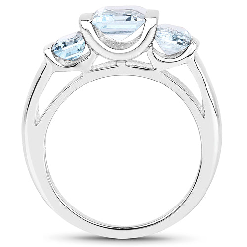 Anillo de Plata Esterlina con Topacio Azul Genuino de 3.21 Quilates