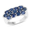 Bague en cluster en saphir bleu de 2,60 carats en argent sterling