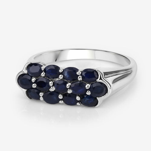 Bague en cluster en saphir bleu de 2,60 carats en argent sterling