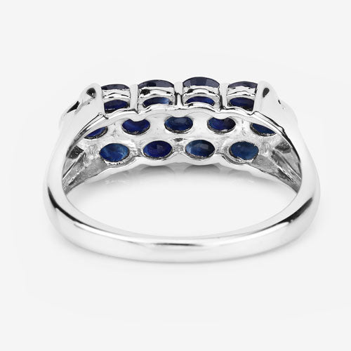 Bague en cluster en saphir bleu de 2,60 carats en argent sterling