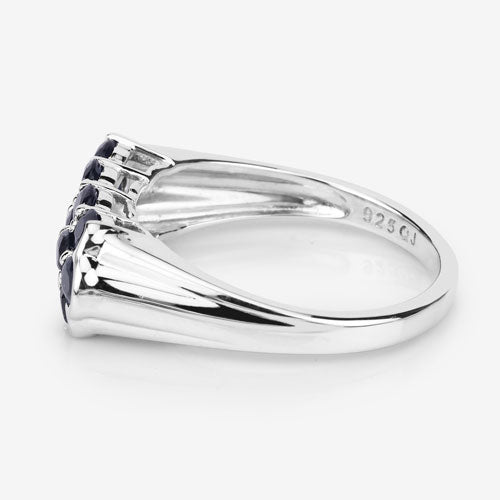 Bague en cluster en saphir bleu de 2,60 carats en argent sterling