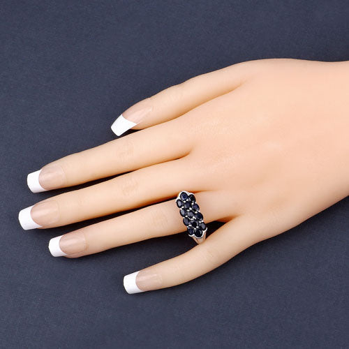 Bague en cluster en saphir bleu de 2,60 carats en argent sterling