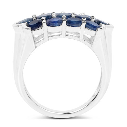 Bague en cluster en saphir bleu de 2,60 carats en argent sterling