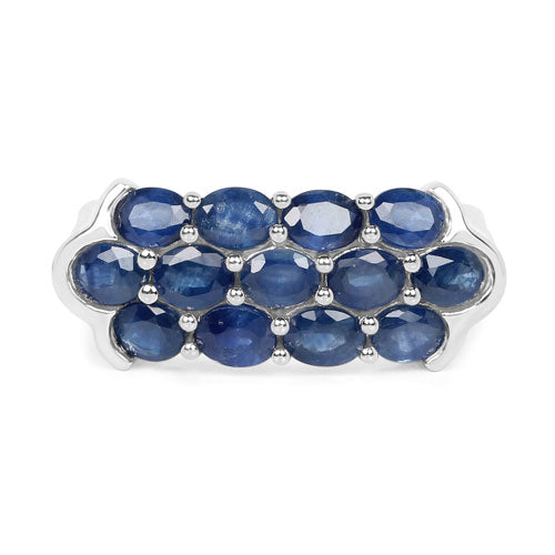 Bague en cluster en saphir bleu de 2,60 carats en argent sterling