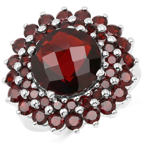 9.90 Carat Genuine Garnet .925 Sterling Silver Engagement Ring